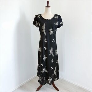 VTG Jessica Howard Dress Womens 12P Black All Over Butterfly Print Fairy Grunge